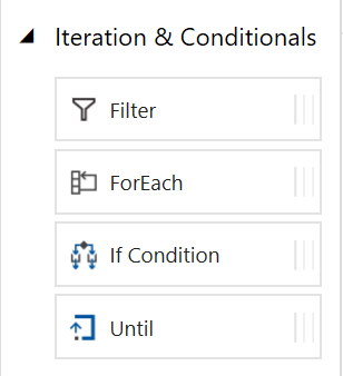 Supported now are Filter and Until conditions, alongside the expected ForEach and If conditionals.