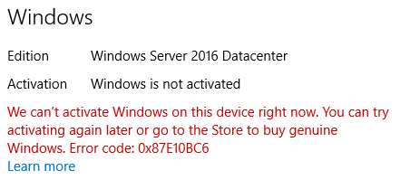 Resolving "We can't activate Windows on this device right now" Error on 